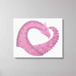 Mauve heart dragon on white canvas print