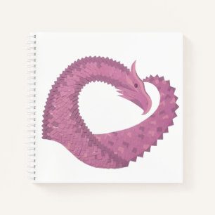 Mauve heart dragon on white notebook