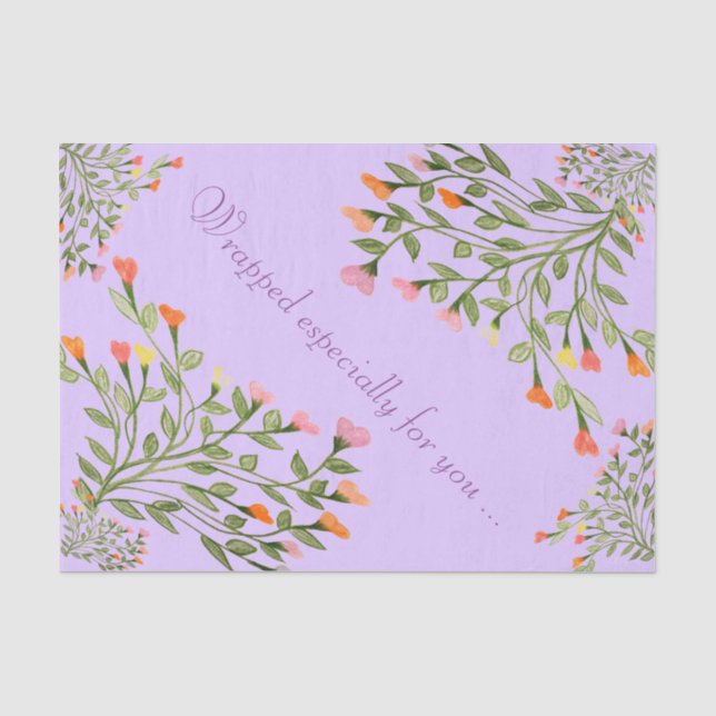 Mauve Heart Flower Tissue Paper (Front)