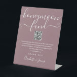 Mauve Honeymoon Fund QR Code Pedestal Sign<br><div class="desc">An elegant mauve honeymoon fund sign,  personalized with your special message,  names and wishing well QR code. Designed by Thisisnotme©</div>