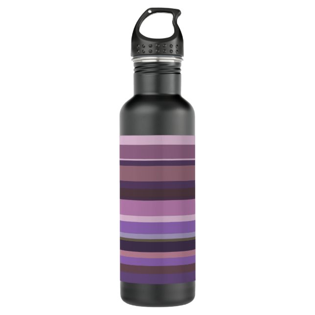 Mauve horizontal stripes 710 ml water bottle (Front)