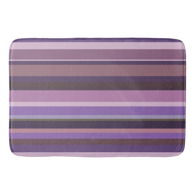 Mauve horizontal stripes bath mat (Front)