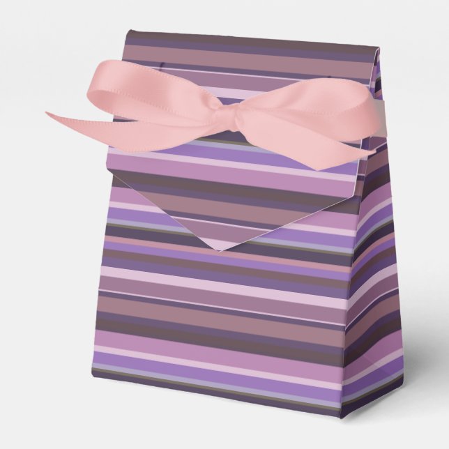 Mauve horizontal stripes favor box (Front Side)