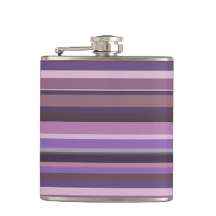 Mauve horizontal stripes hip flask