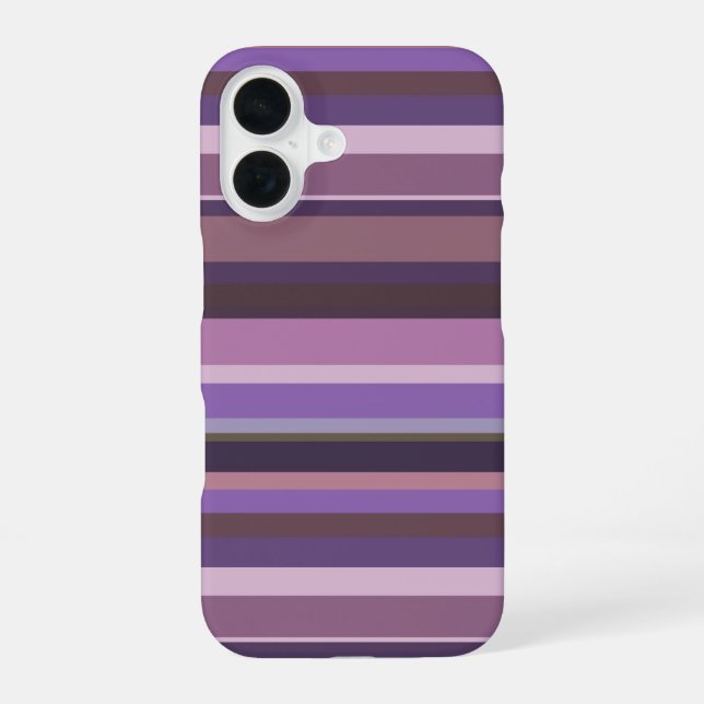 Mauve horizontal stripes iPhone 16 case (Back)