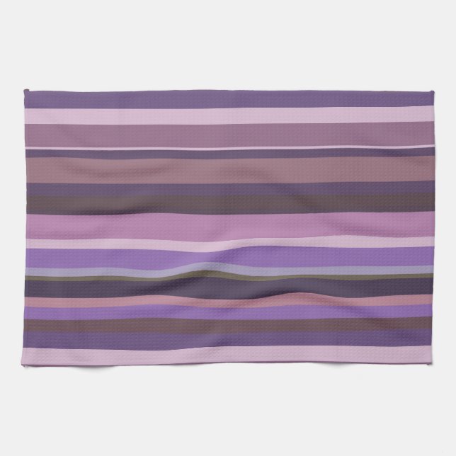 Mauve horizontal stripes kitchen towel (Horizontal)