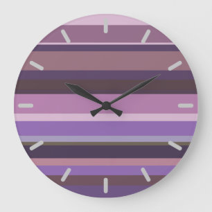 Mauve horizontal stripes large clock