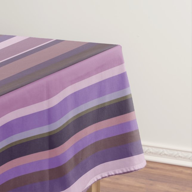 Mauve horizontal stripes tablecloth (In Situ)