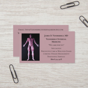 Mauve Internist DR Human Body Internal Medicine  Business Card