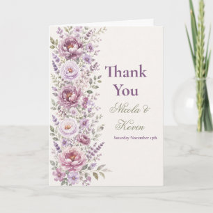 Mauve & Lavender Floral Wedding Thank You Card