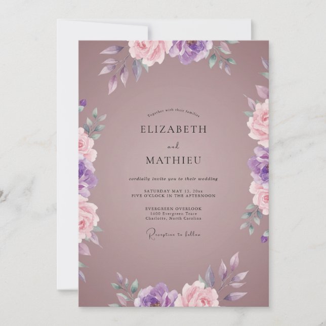 Mauve Lavender Petal Wedding Invitation (Front)