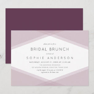 Mauve Layered Geometric Dark Purple Bridal Brunch Invitation