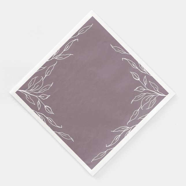 Mauve Leaf Motif Thanksgiving Party Napkin (Corner)
