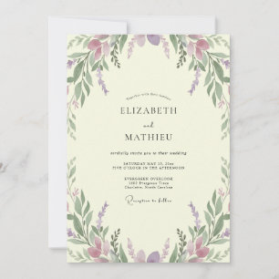 Mauve Lilac Lavender Eucalyptus Wedding Invitation