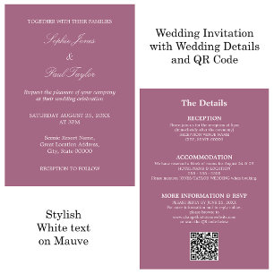 Mauve Mariage QR Code RSVP Invitation
