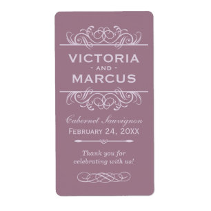 Mauve Mariage Vin Bouteille Monogramme Favoriser l