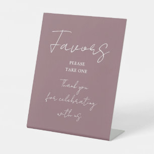 Mauve Minimalist Elegant Script Favours Pedestal Sign