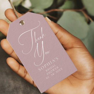 Mauve Minimalist Elegant Thank You Gift Tags