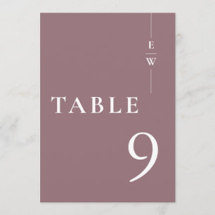 Mauve Minimalist Modern Monogram Table Number