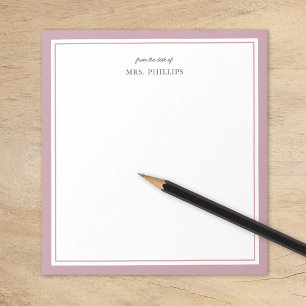 Mauve Minimalist Monogram Teacher Gift Notepad