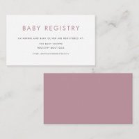 Mauve Minimalist Typography Baby Registry