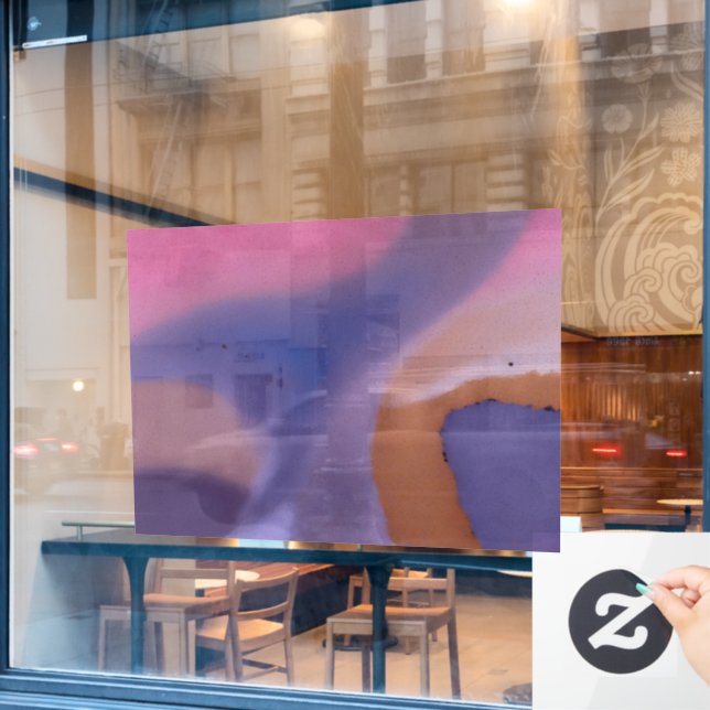 “Mauve Mirage Flow”  –  Abstract Pink Blue Peach Window Cling (Cafe Window)
