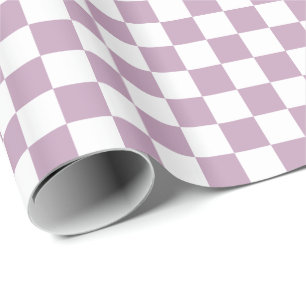Mauve Mist Purple and White Chequerboard Squares Wrapping Paper
