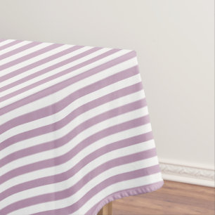 Mauve Mist Purple and White Stripe Tablecloth