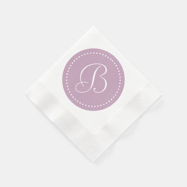Mauve Mist/White Dot Monogram Napkin (Corner)
