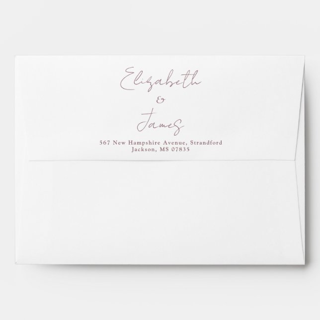 Mauve Modern Elegant Script Return Address Envelope (Back (Top Flap))