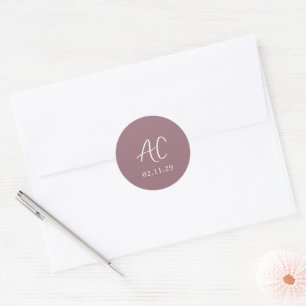 Mauve Modern Handwriting Elegant Wedding Classic Round Sticker