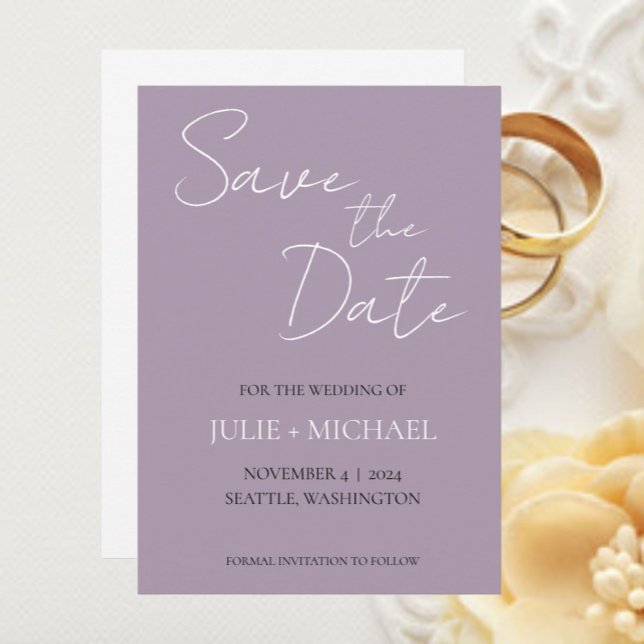 Mauve Monotone Simple Style Wedding Save The Date (In Situ Wedding)