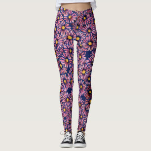 Mauve Moody Daisies                                Leggings