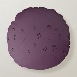 Mauve Musical Notes Round cushion