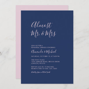 Mauve & Navy   Simple Minimal Rehearsal Dinner Invitation