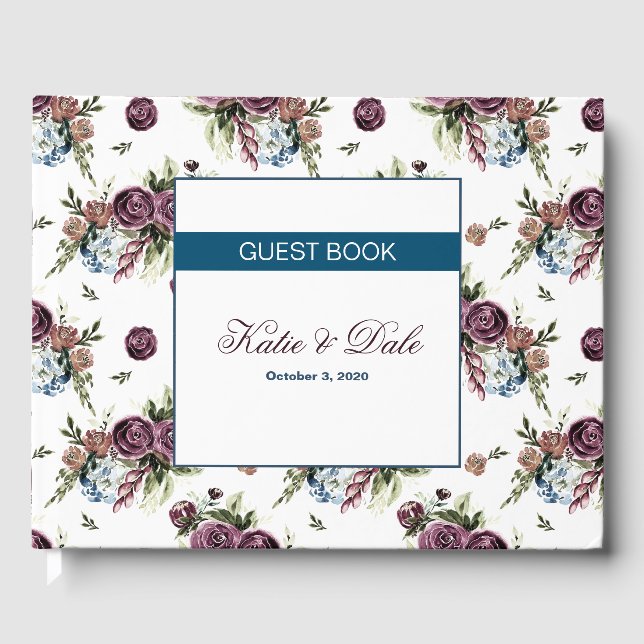 Mauve & Olive Customizable Guest Book (Front)