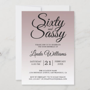 Mauve Ombre 60 et Sassy 60th Birthday Invitation
