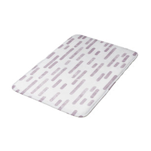 Mauve on White Rounded Lines Pattern Bath Mat