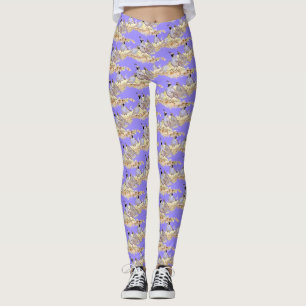 Mauve or Purple Colour California Quail Birds Leggings