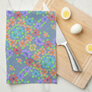 Mauve Orange and Blue Kitchen Towel