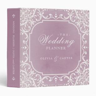 Mauve ornate romantic vintage wedding planner binder