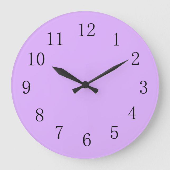 Mauve Pale Purple Solid Color Large Clock (Front)