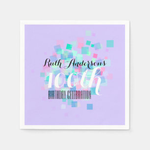 Mauve Pastel Colours 100th Birthday Party P Napkin