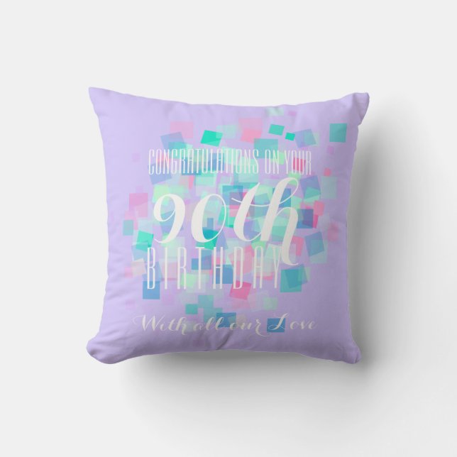Mauve Pastel Colours 90th Birthday Custom Pillow 2 (Front)