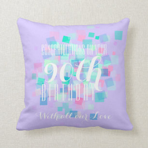 Mauve Pastel Colours 90th Birthday Custom Pillow 2