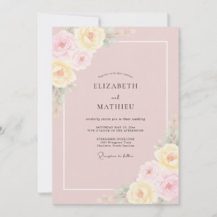 Mauve Pastel Peony Wedding Invitation
