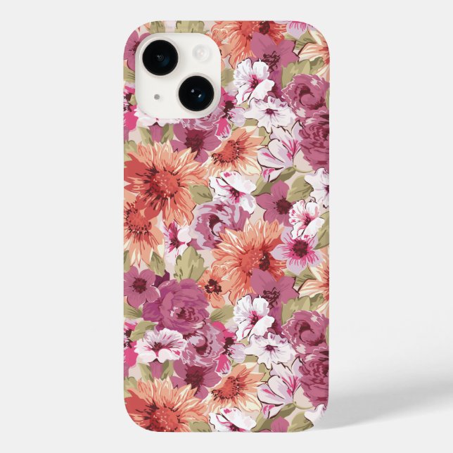 Mauve Peach Purple Floral Foliage Case-Mate iPhone Case (Back)
