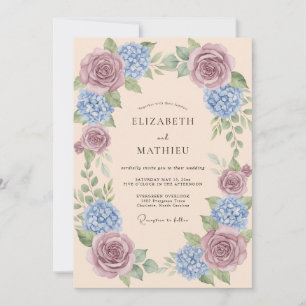 Mauve Periwinkle Artistic Spring Wedding Invitation