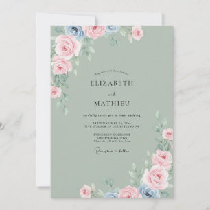 Mauve Periwinkle Leaf Wedding Invitation