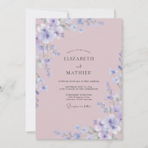 Mauve Periwinkle Wildflower Wedding Invitation